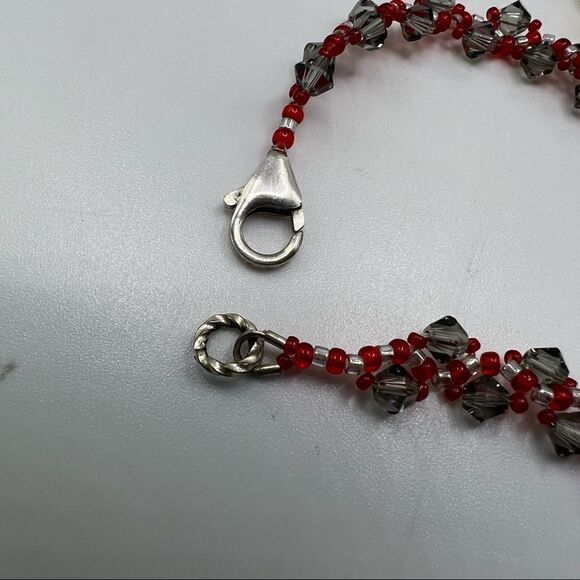 Set of 3 Dainty Crystal-Like Twisted Beaded Bracelets 925 Clasp - Picture 6 of 10